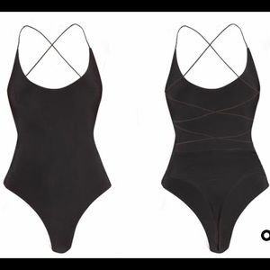 Black Strappy Thong Bodysuit